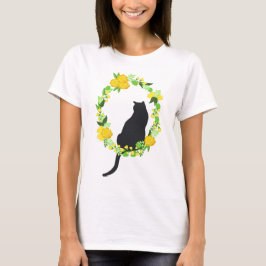 Katze im Blumenwreath-Shirt T-Shirt