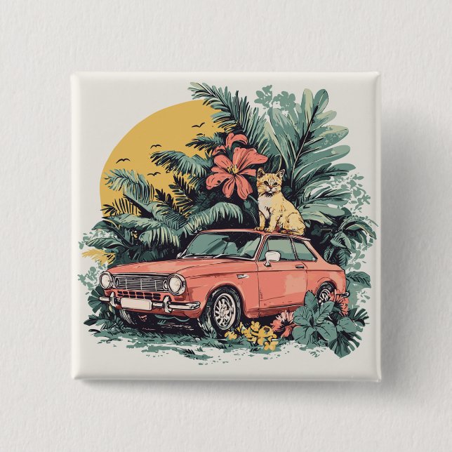 Katze im Dschungel Button (Vorderseite)