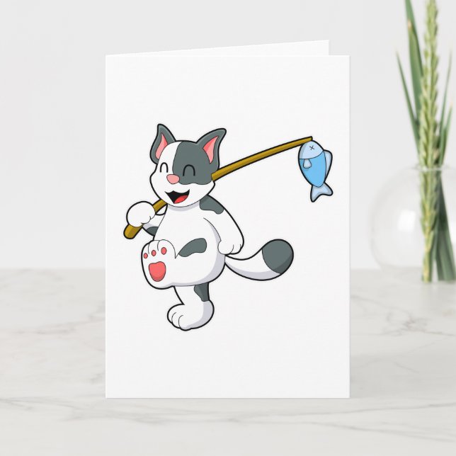 Katze im Fang mit Angeln Karte (Vorderseite)