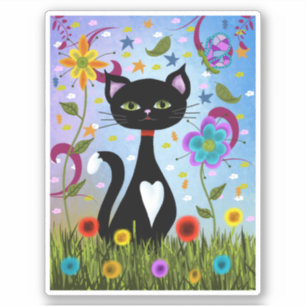 Katze im Garten Abstrakte Kunst Aufkleber