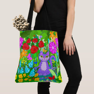 Katze im Garten Fantasy Blumen Schmetterlinge Mari Tasche