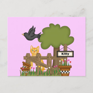 Katze im Garten Postkarte