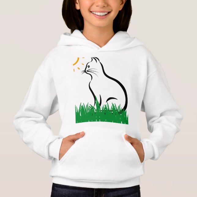 Katze im Gras Hoodie (Vorderseite)