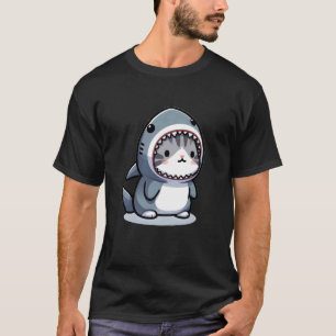 Katze im Halloween-Kostüm als Hai T-Shirt