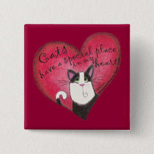 Katze im Herzen Button