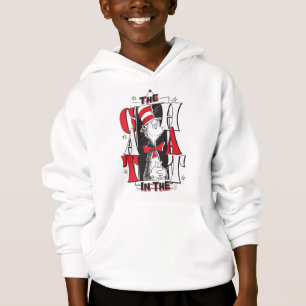 Katze im Hut   B&W Text Hoodie