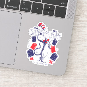 Katze im Hut   Bücher lesen Aufkleber