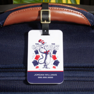 Katze im Hut   Bücher lesen Gepäckanhänger