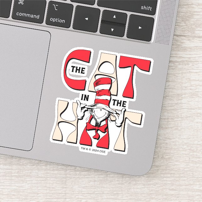 Katze im Hut | Die Alberne Katze im Hut Aufkleber (Detail)