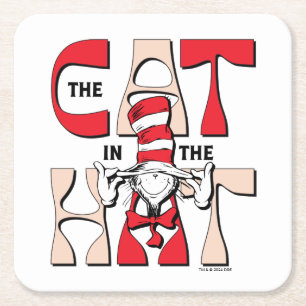 Katze im Hut   Die Alberne Katze im Hut Rechteckiger Pappuntersetzer