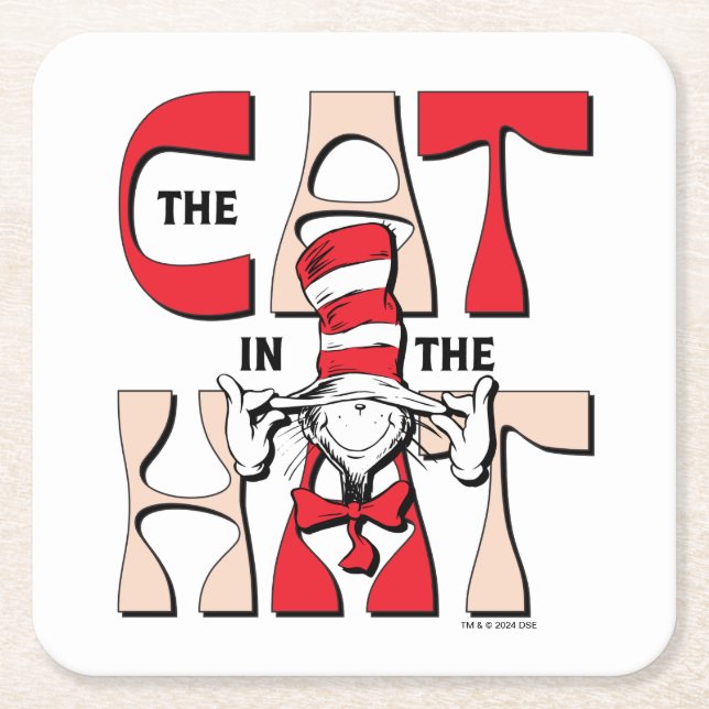 Katze im Hut | Die Alberne Katze im Hut Rechteckiger Pappuntersetzer (Vorderseite)