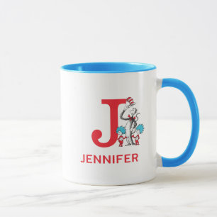 Katze im Hut, Ding Eins Name & Monogramm J Tasse