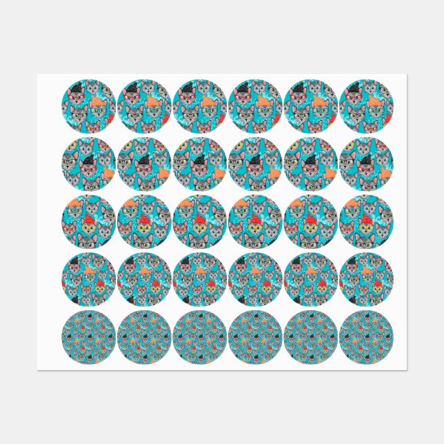 Katze im Hut Etiketten (Blatt)