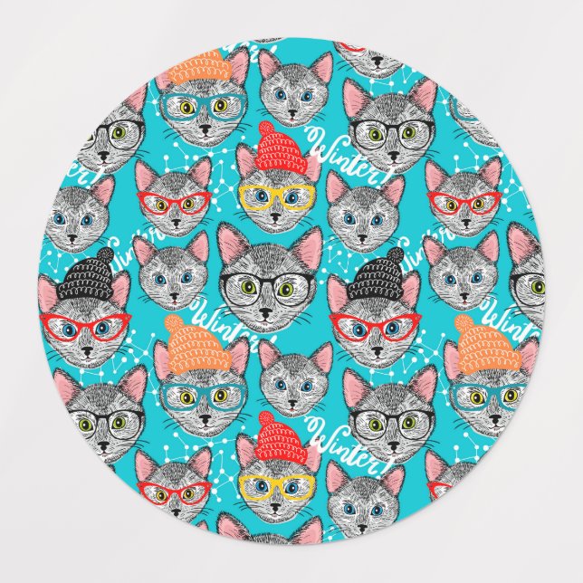 Katze im Hut Etiketten (Design 2)