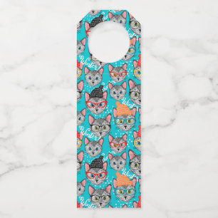 Katze im Hut Flaschenanhänger