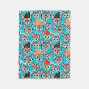 Katze im Hut Fleecedecke