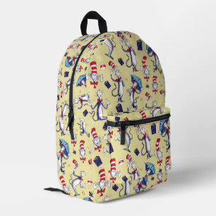 Katze im Hut   Gelbes Muster Bedruckter Rucksack