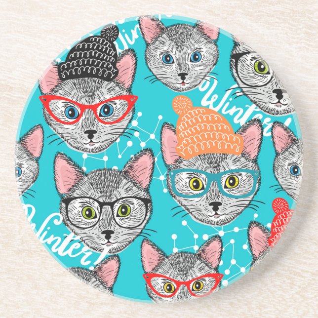 Katze im Hut Getränkeuntersetzer (Vorne)