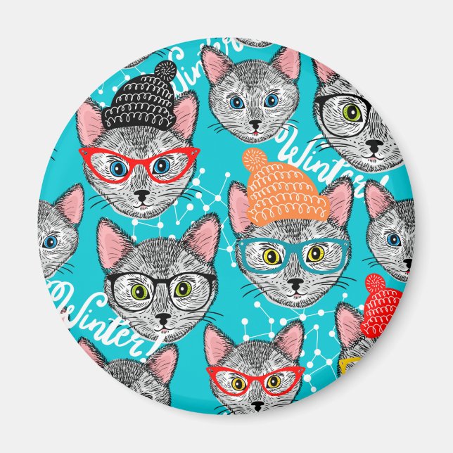 Katze im Hut Magnet (Vorne)