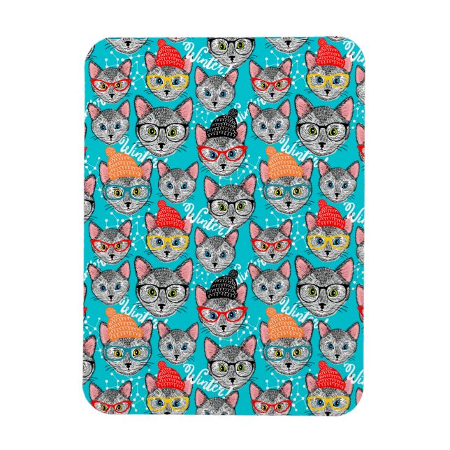 Katze im Hut Magnet (Vertikal)