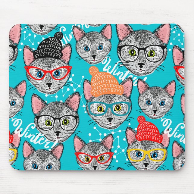 Katze im Hut Mousepad (Vorne)