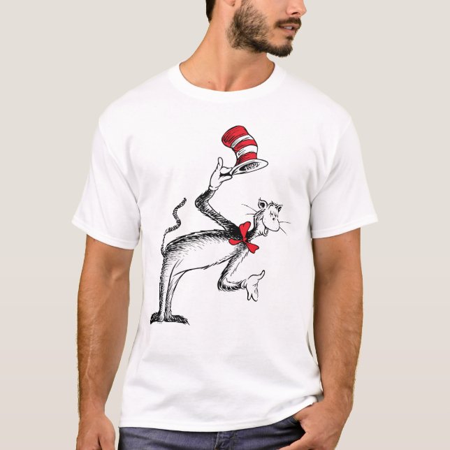 Katze im Hut nimmt einen Bow T-Shirt (Vorderseite)