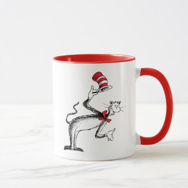 Katze im Hut nimmt einen Bow Tasse (Rechts)