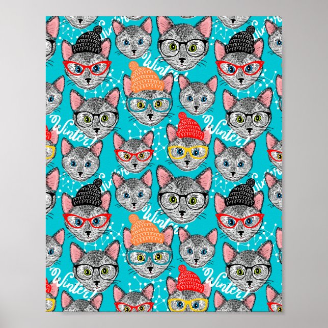 Katze im Hut Poster (Vorne)