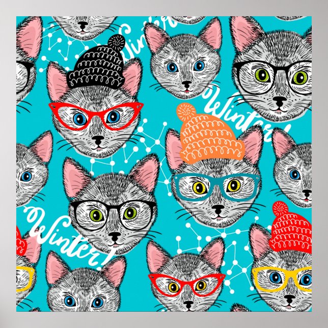 Katze im Hut Poster (Vorne)