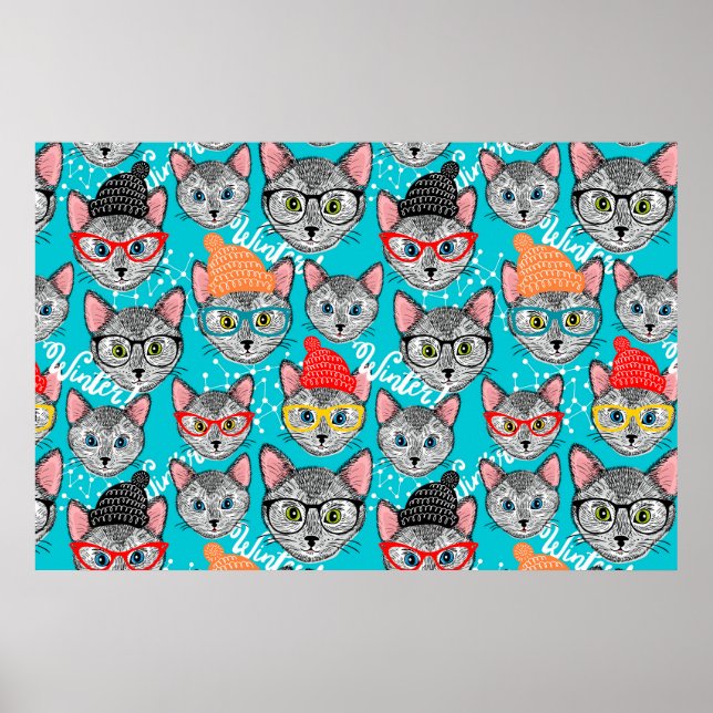 Katze im Hut Poster (Vorne)