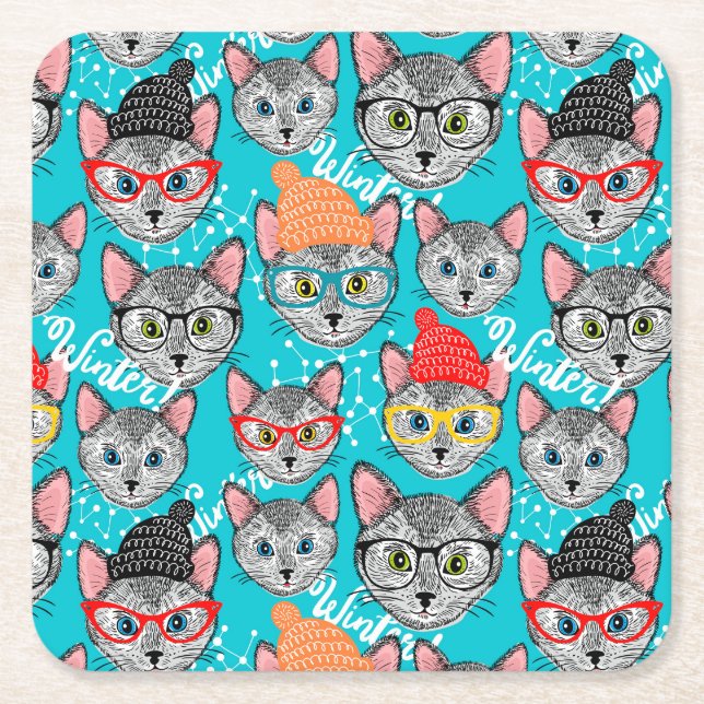 Katze im Hut Rechteckiger Pappuntersetzer (Vorderseite)