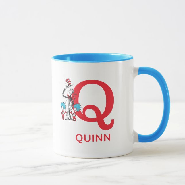 Katze im Hut, Sache mit einem Namen und Monogramm  Tasse (Rechts)