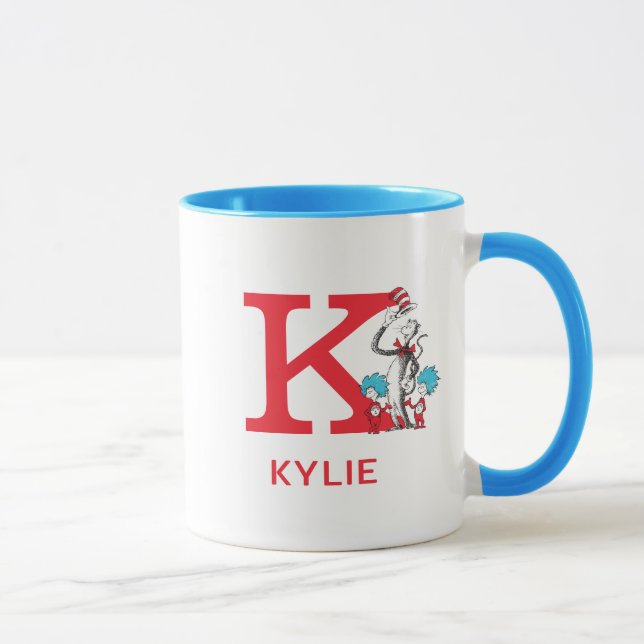 Katze im Hut, Sache mit einem Namen und Monogramm  Tasse (Rechts)