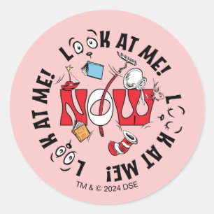 Katze im Hut   Sieh mich an! Sieh mich an! Runder Aufkleber