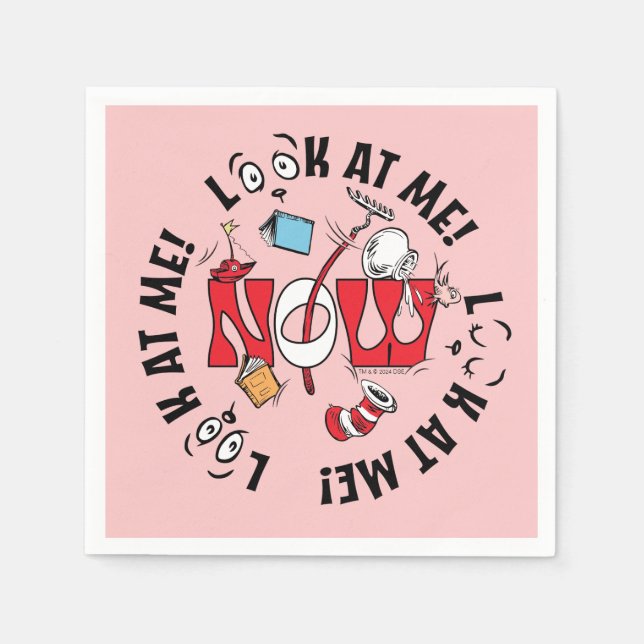 Katze im Hut | Sieh mich an! Sieh mich an! Serviette (Vorderseite)