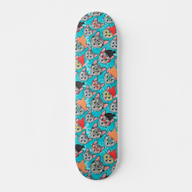Katze im Hut Skateboard (Vorne)