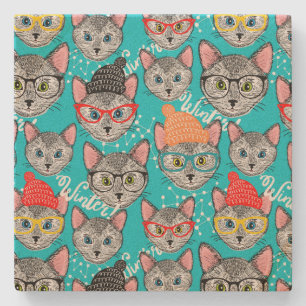 Katze im Hut Steinuntersetzer