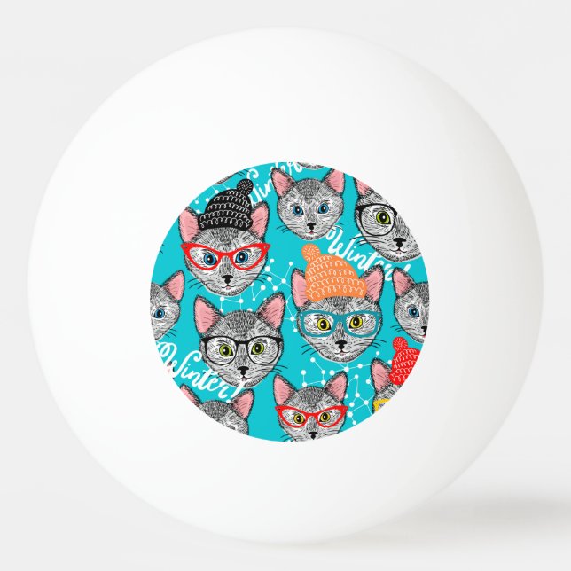 Katze im Hut Tischtennisball (Vorderseite)