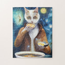 Katze im Jumpsuit Esssuppe aus Galaxien