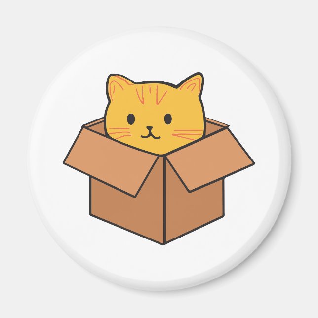 Katze im Karton Magnet (Vorne)
