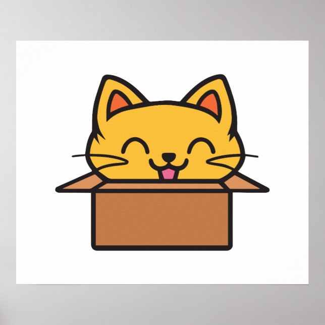 Katze im Karton Poster (Vorne)