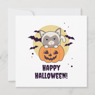 Katze im Kürbis Süße Katzen Frohes Halloween Einladung