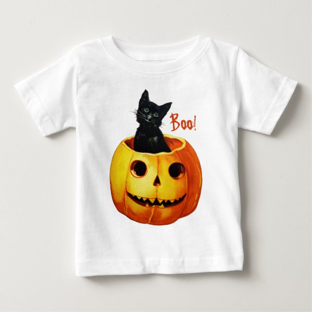 Katze im Kürbiskreider Halloween-Shirt Baby T-shirt (Vorderseite)