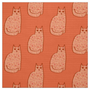 Katze im Mid-Century-Modern-Stil, Korallenorange u Stoff