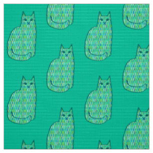 Katze im Mid-Century Modern-Stil, Minz- und Limett Stoff