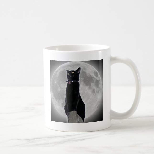 Katze im Mond Kaffeetasse (Rechts)