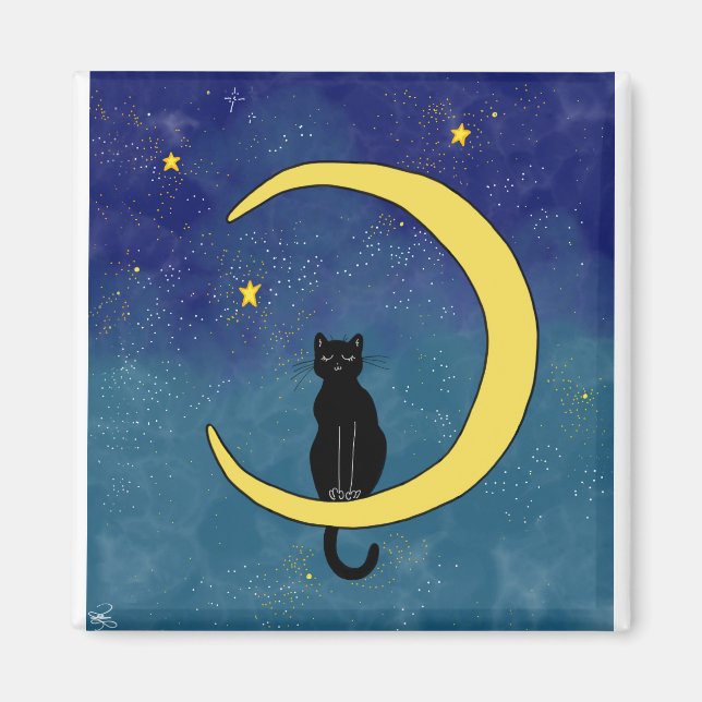 Katze im Mond Magnet (Vorne)