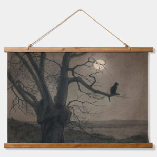 Katze im Mondlicht, Alexandre Steinlen Wandteppich Mit Holzrahmen