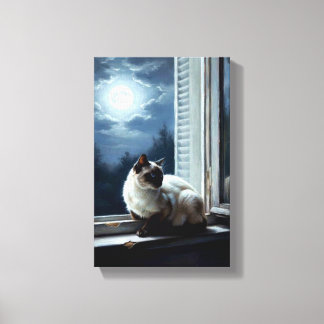 Katze im Mondlicht Leinwanddruck