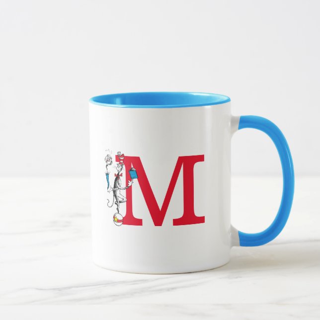 Katze im Monogramm des Hat Balancing Act M Tasse (Rechts)
